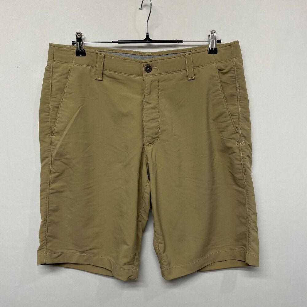 Under Armour Men Loose Fit Golf Chino Shorts Size 36 Beige B339 -4